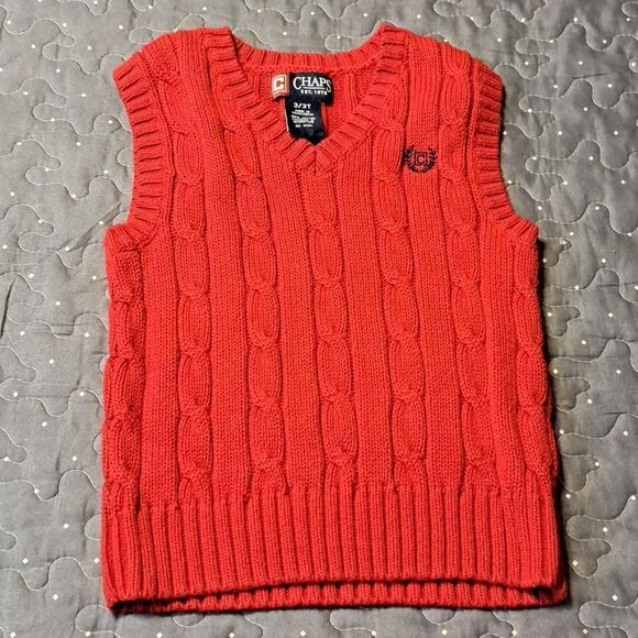 CHAPS red sweater vest size 3T / 3 - Picture 1 of 3